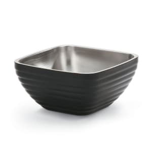 175-4763560 5 1/5 qt Square Insulated Bowl - Stainless, Black