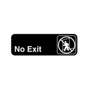 175-4508 No Exit Sign - 3" x 9", White on Black