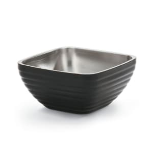 175-4763460 3 1/5 qt Square Insulated Bowl - Stainless, Black