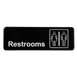 175-4517 Restrooms Sign - 3" x 9" White on Black