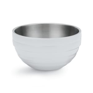 175-4659250 6 9/10 qt Round Insulated Bowl - 18 ga Stainless, Pearl White