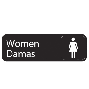 175-4567 Women/Damas Sign  - 3" x 9" White on Black
