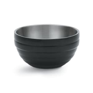 175-4659060 1 7/10 qt Round Insulated Bowl - 18 ga Stainless, Black