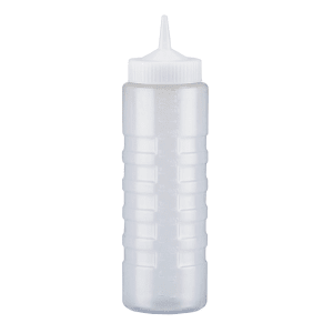 175-492413 24 oz Squeeze Bottle Dispenser - Wide Mouth, Clear with Clear Cap
