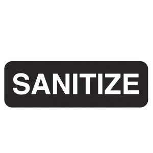 175-4519 Sanitize Sign - 3" x 9", White on Black
