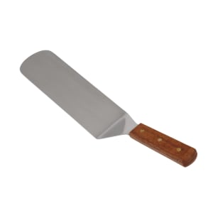 175-48082 14" Perforated Hamburger Turner - Wood Handle, Chrome Stainless