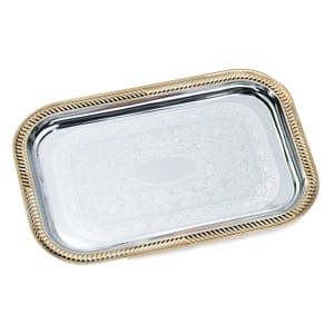 175-47260 Rectangular Serving Tray - Brass Accent, 18 1/4x12 1/3" Chrome