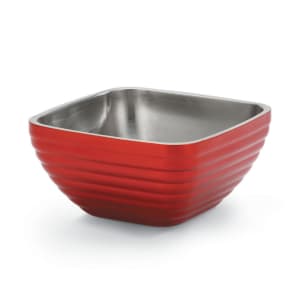 175-4763715 8 1/5 qt Square Insulated Bowl - Stainless, Dazzle Red