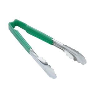 175-4781670 16"L Stainless Steel Utility Tongs - Green
