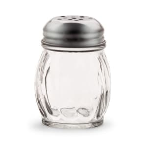 175-674 6 oz Cheese Shaker - Stainless Cap Swirl Glass Jar