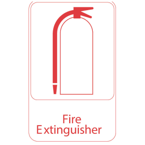 175-5618 Fire Extinguisher Sign - 6" x 9", Red on White