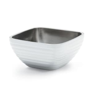 175-4763750 8 1/5 qt Square Insulated Bowl - Stainless, Pearl White