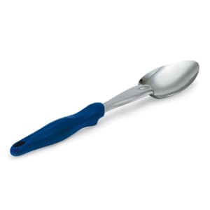 175-6414030 14" Heavy-Duty Solid Spoon - Blue Nylon Handle