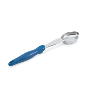 175-6412230 2 oz Oval Solid Spoodle - Blue Nylon Handle, Heavy-Duty, Stainless Steel