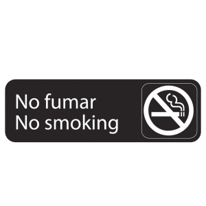 175-4589 No Fumar/No Smoking Sign - 3x9" White on Black