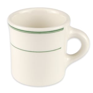 179-3001 8 3/4 oz Coffee Mug - China, Ivory w/ Green Band