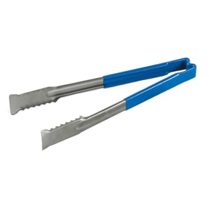 175-4781630 16"L Stainless Steel Utility Tongs - Blue
