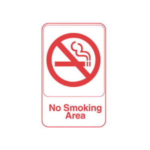 175-5643 6x9" No Smoking Area Sign - Red on White