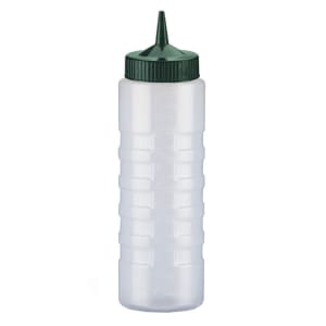 175-493213191 32 oz Squeeze Bottle Dispenser - Wide Mouth, Clear with Vista Green Cap