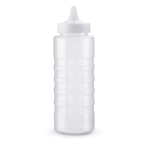 175-513213 32 oz Squeeze Bottle Dispenser - Wide Mouth, Clear Cap, Clear
