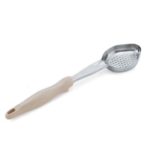 175-6422335 3 oz Oval Perforated Spoodle - Ivory Nylon Handle, Heavy-Duty, Stainless Steel