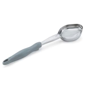 175-6412445 4 oz Oval Solid Spoodle - Gray Nylon Handle, Heavy-Duty, Stainless Steel