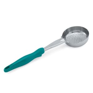 175-6432655 6 oz Round Perforated Spoodle - Teal Nylon Handle, Heavy-Duty, Stainless Steel