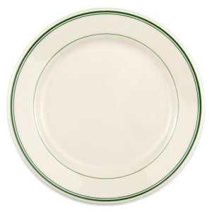 179-2061 9 5/8" Round Plate - China, Ivory w/ Green Band