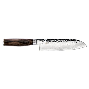 194-TDM0702 Shun Premier Santoku Knife, 7" Blade w/ Walnut Packwood Handles