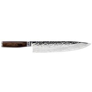 194-TDM0707 Premier Chef Knife, 10" Damascus-Hammered Blade w/ Walnut Handle