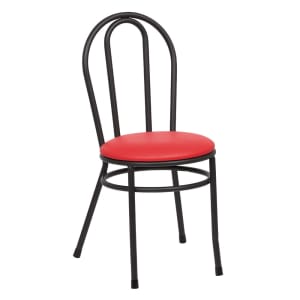 203-ROY717R Bistro Chair w/ Hairpin Back & Red Vinyl Seat - Steel Frame, Black