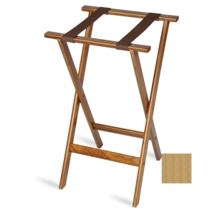 202-1170NAT1 30" Flat Tray Stand w/ 2 Brown Straps & Rounded Edge, Natural Finish