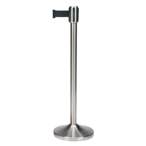 202-5500SSBLK 39" Portable Crowd Control Stanchion, Brushed Stainless