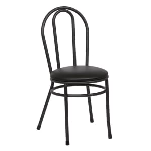 203-ROY717B Bistro Chair w/ Hairpin Back & Black Vinyl Seat - Steel Frame, Black