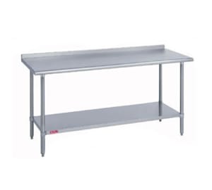 Duke 418-3072-2R 72&quot; 18 ga Work Table w/ Undershelf &amp; 400 Series Stainless Top, 1 1/8&quot; Backsplash