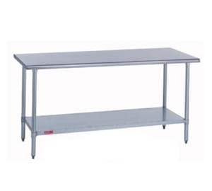 212-4183096 96" 18 ga Work Table w/ Undershelf & 400 Series Stainless Flat Top