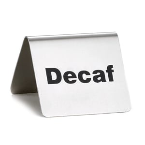 229-B2 Decaf Table Tent Sign - 2" x 2 1/2", Stainless