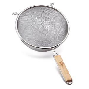 229-94 8" Tinned Fine Mesh Strainer w/ Wooden Handle, Single