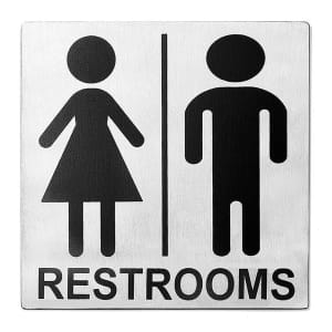 229-B12 Stainless Steel Sign, 5" x 5", Men/Women Restroom