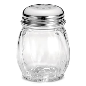 229-260 Cheese Shaker, 6 oz, Swirled Glass, Chrome Plated Perforated Top, Dozen