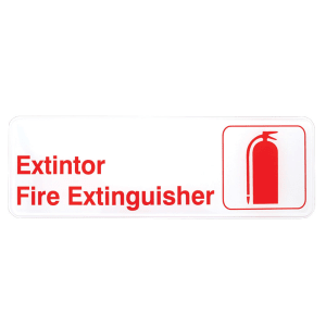 229-394582 Extintor/Fire Extinguisher Sign - 3" x 9", Red On White