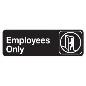 229-394506 Employees Only Sign - 3" x 9", Adhesive Back