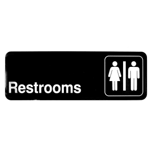 229-394517 3" x 9" Sign, Restrooms, Adhesive Back