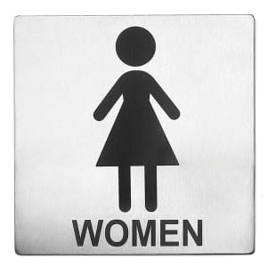 229-B11 Stainless Steel Sign, 5" x 5", Women Restroom