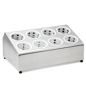 229-7082 Stainless Steel Flatware Cylinder Holder w/ Eight Holes, Two-Tier