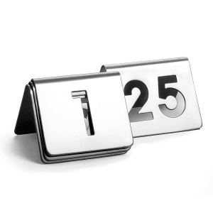 229-TC125 Tabletop Number Cards - #1 25, 2 1/2" x 2 1/2", Stainless