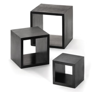 229-WBK3 Square Wooden Riser Set, 3 Piece, 5 & 7 & 9" Squares, Black