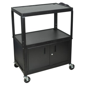 304-AVJ42XLC 42" Adjustable 2 Level A/V Cart w/ 300 lb Capacity & Locking Cabinet - Stee...