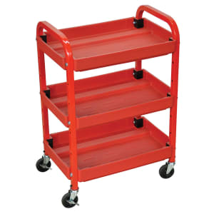 304-ATC332 3 Level Mechanics Utility Cart - Metal Frame, Plastic Shelves, Red