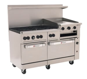 290-C60SS6B24GBLP 60" 6 Burner Gas Range w/ Griddle & (2) Standard Ovens, Liquid Propane